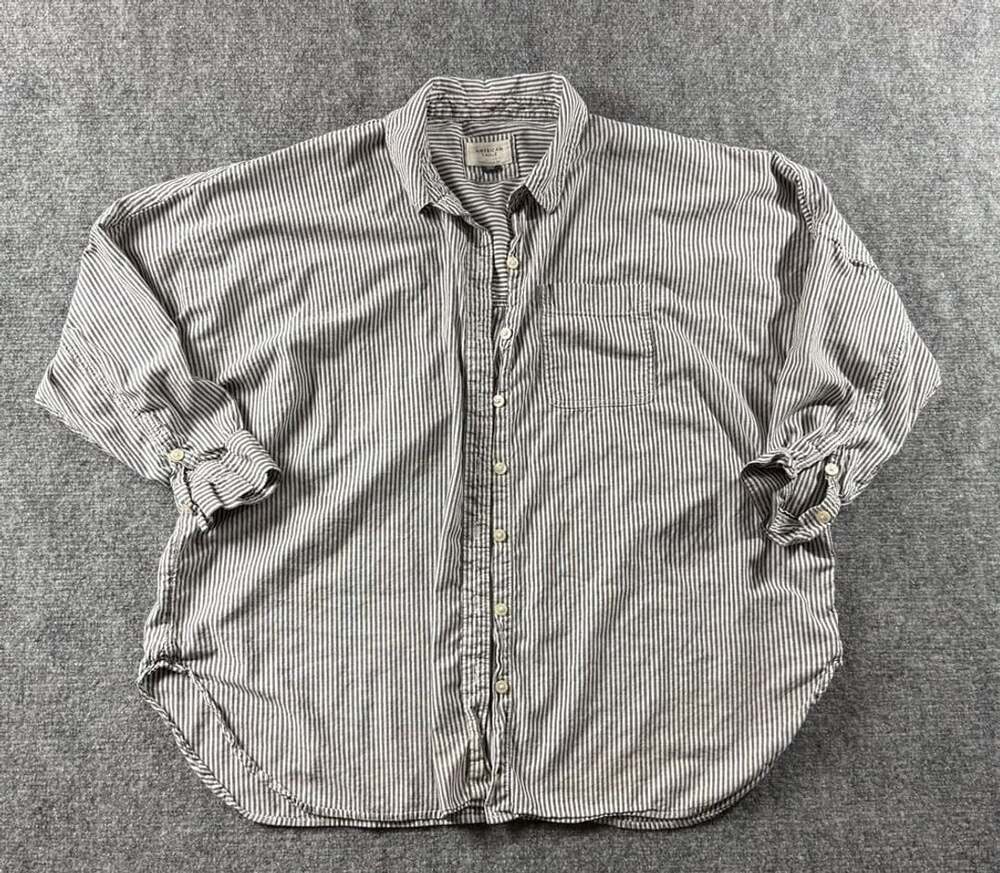 American Eagle Striped Oversized Button Down Shirt Size L